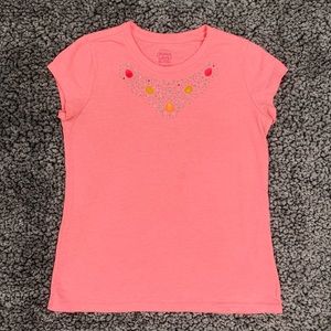 Girls Faded Glory Peach Pink Princess Jewels T-Shirt Top Size L/G 10-12